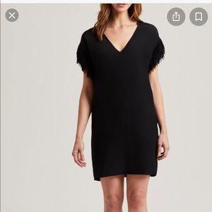Marie Oliver silk shift dress with fringe on cap sleeves